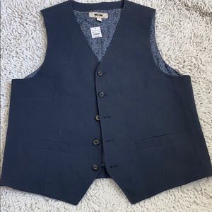 Joseph Abboud Dark Button Down Blue Vest Large